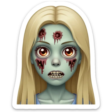 zombie girl with long straight dark blonde hair sticker