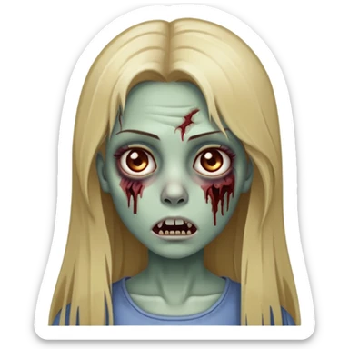 zombie girl with long straight dark blonde hair sticker