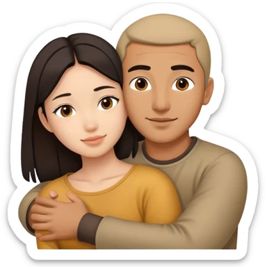 Can you make a young asian female hug a middle eastern guy  sticker