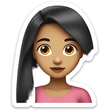 Cute hispanic girl with big eyes and long black hair sticker