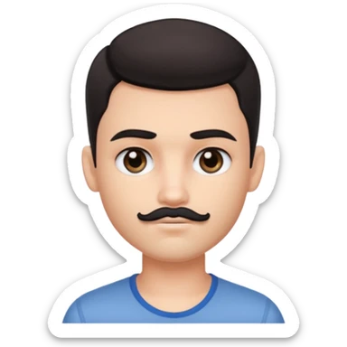 pretty handsome bratz man, with black black black  eyes,  short dark hair,  short mustache , pale skin, defined jawline sticker