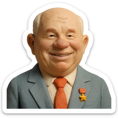 claymation style portrait of Nikita Khrushchev smiling sticker