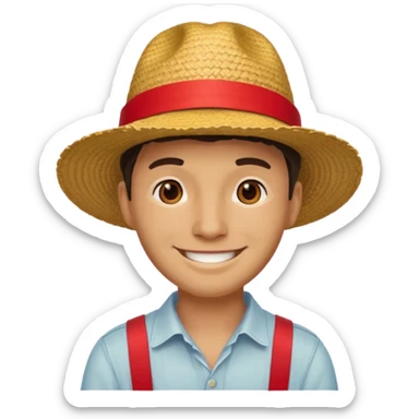 Chapeau de paille avec ruban rouge homme sticker