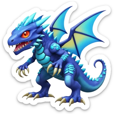 A 3D CGI model of a randomly-colored cool badass Fakémon-Pokémon-Digimon-Spectrobe-creature (full body) sticker