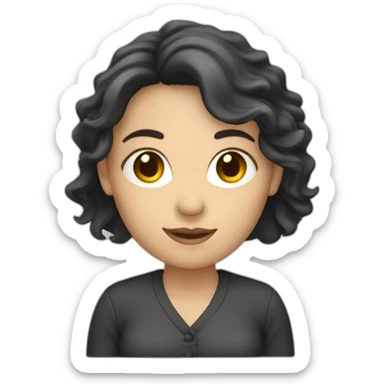 white woman dark hair presenting a slide sticker