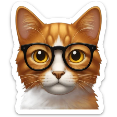 Un chat tout roux avec des lunettes de soleil noire sans qu'on puisse voir ses yeux sticker