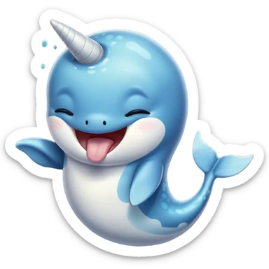 Cinematic Cute Yawning Cute Narwhal Portrait Emoji, Head tilted slightly with a dramatic, wide-open yawn, showcasing a streamlined, elegant body with a gracefully curling tusk and sleepy, half-closed eyes, Simplified yet irresistibly adorable features, highly detailed, glowing with a soft, cozy oceanic glow, high shine, relaxed yet expressive, stylized with a hint of whimsical marine ease, soft glowing outline, capturing the essence of a drowsy yet affectionate cute narwhal that appears ready to stretch and yawn its way out of the screen! sticker