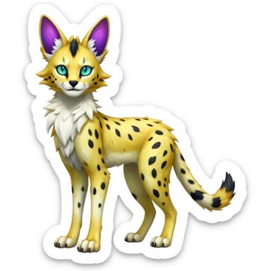 Epic Edgy Colorful ethereal eldritch Sergal-Serval-Vernid full body sticker