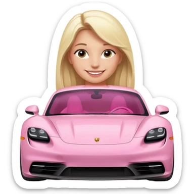 pink Porsche taycan with blonde girl sticker