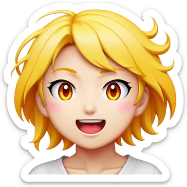 Cinematic Realistic Manga Comics Emoji, depicted as a dynamic stylized illustration inspired by Japanese manga art with bold lines and expressive characters, rendered with vibrant textures and energetic colorful lighting that captures its iconic style. sticker