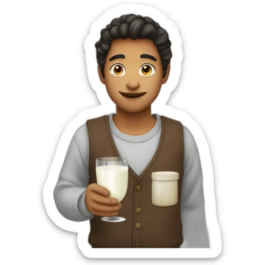 Yanderedev holding a wineglass of milk sticker