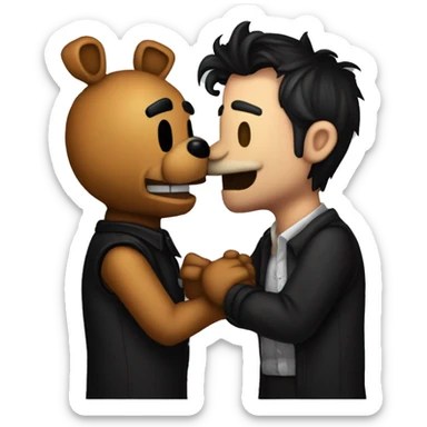 Markiplier kissing Freddy fazbear from five night at Freddy’s  sticker