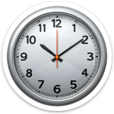 Create a round silver clock now. The time is 17:30 sticker