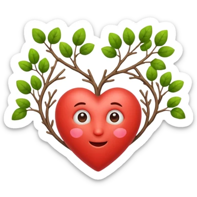 nature bard character heart sign with branches sticker