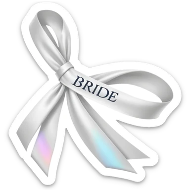 White diagonal sash with word bride on it sticker