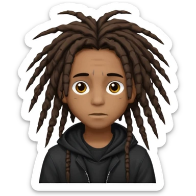 Young, cute, Brown skin Boy, messy freeformed dreadlocks with middle part, emo sticker