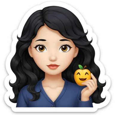 Beautiful girl,Black hair,wavy hair，long hair,Black eyes,Chinese sticker