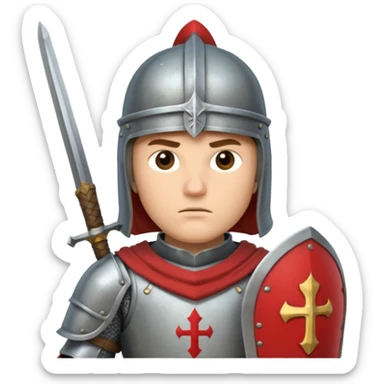 A crusader with full armor helmet  sticker