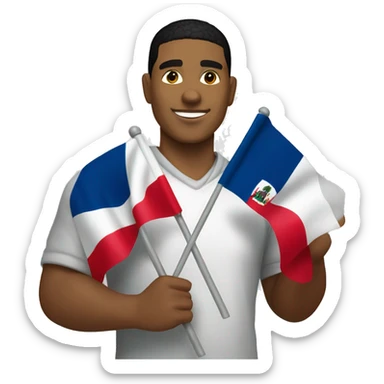 dominican guy holding dominican flag sticker