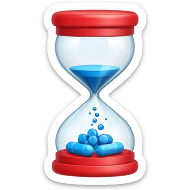 Sandglass with blue pills and red pills sticker