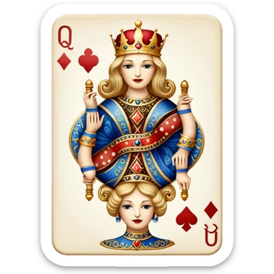 queen of clubs playing card sticker