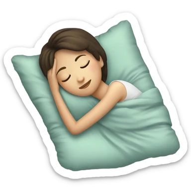 sleeping beauty brunette white girl with a silk pillow and short hair  sticker