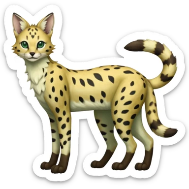 Epic complex detailed dark-hunter-green dark-brown beige pastel realistic aesthetic-scenic-Fakémon-Sprigatito-Floragato-Meowscarada-Trico-Sergal-Serval-Vernid-creature (full body) sticker