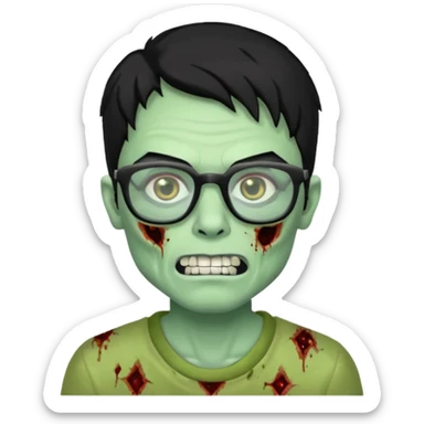 A zombie with glasses black hair and diamond teeth sticker