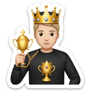 MVP + Gaming + Black sweatshirt + White guy with crown + Tournament Cup  + Gun  sticker