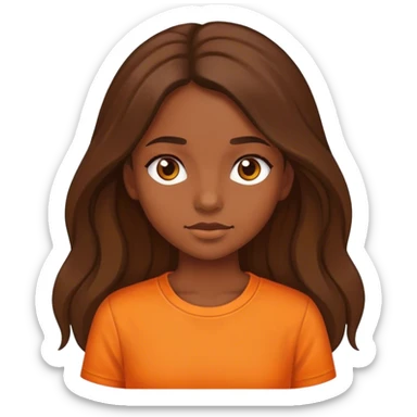 a girl whit brown and long hair, and orange shirt  sticker