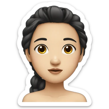 Side eye OK asian girl face with black hair sticker