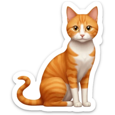 full body solid orange domestic shorthair slim cat with yellow/orange eyes sitting sticker