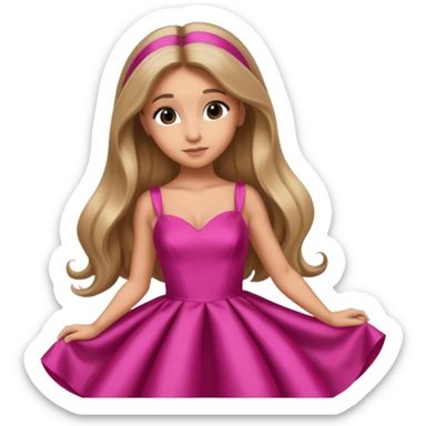 Ariana Grande with long dark blonde hair, dark pink dress sticker