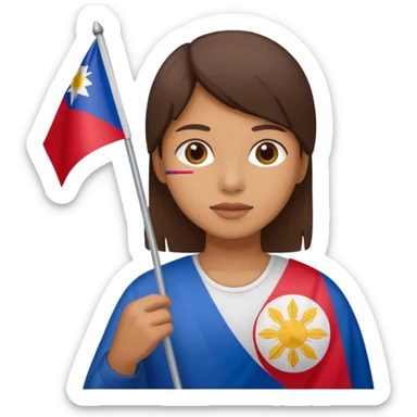 Holding a Philippine flag sticker