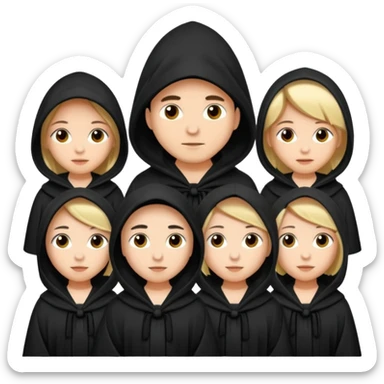 People standing around in black hooded robes  sticker