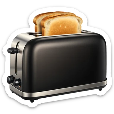 black toaster with bread sticker