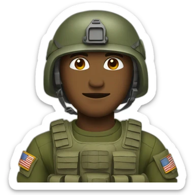 Man with army helmet sticker