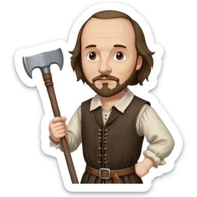 William Shakespeare with an ax sticker
