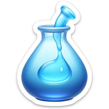 Clash of Clans aesthetic: Cinematic Playful Pixel 3D blue mana Potion Emoji, rendered in a 3D vector-style similar to standard emojis with minimal shading and bold, simplified shapes. A compact, distinct form with signature details, softly glowing with a pixelated adventure charm. Simplified yet unmistakably iconic, highly detailed and consistent, glowing with a soft radiance and high shine. Stylized with a touch of classic pixel-art charm and a soft glowing outline, capturing the essence of a beloved gaming relic with a friendly, playful manner! sticker