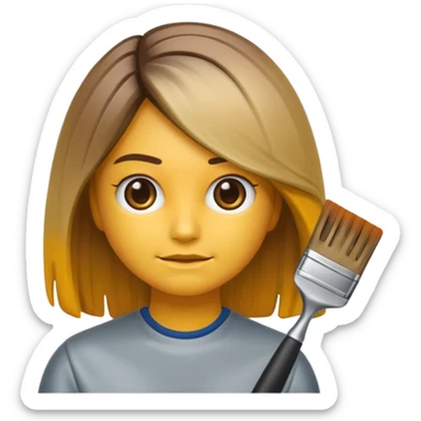 emoji de una persona que le estan haciendo mechas californianas con una brocha de tinte sticker