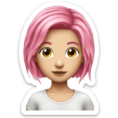 face earphones pink hair girl sticker