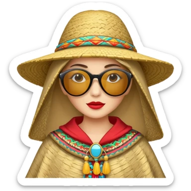 woman with fashion pancho sunglasses sticker