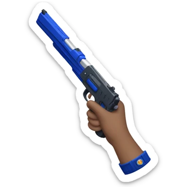 White hand holding dark blue nerf turn sticker