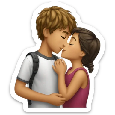 brazilian young boy with german young girl kiss sticker