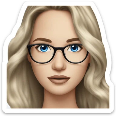 Beautiful Balayage pale model lady with glasses and blue eyes  sticker
