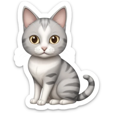 disabled grey and white cat in pet mobility aide sticker