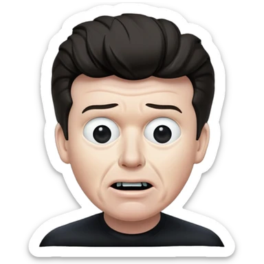 Very Wide Rick Astley with a kinda worried face but his upper teeth are sticking out and he is very white and you could barely see parts of him and the background is pitch black sticker