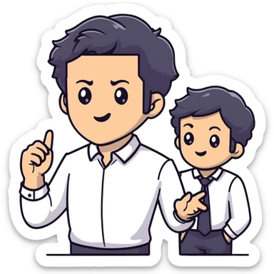 Management consultant with black wavy hair, stubble, strong features, white skin, smart casual attire, in a collaborative discussion with diverse business clients around a table with documents and laptop sticker