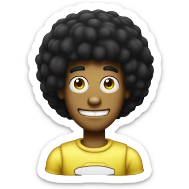 spongebob with a bob haircut black like an emoji very sharp, apple iOS style,  sticker