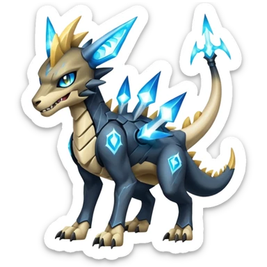 Manectric-Luxray-Cubone-Marowak-Draco-Fakémon-hybrid-creature (full body), 4 legs sticker